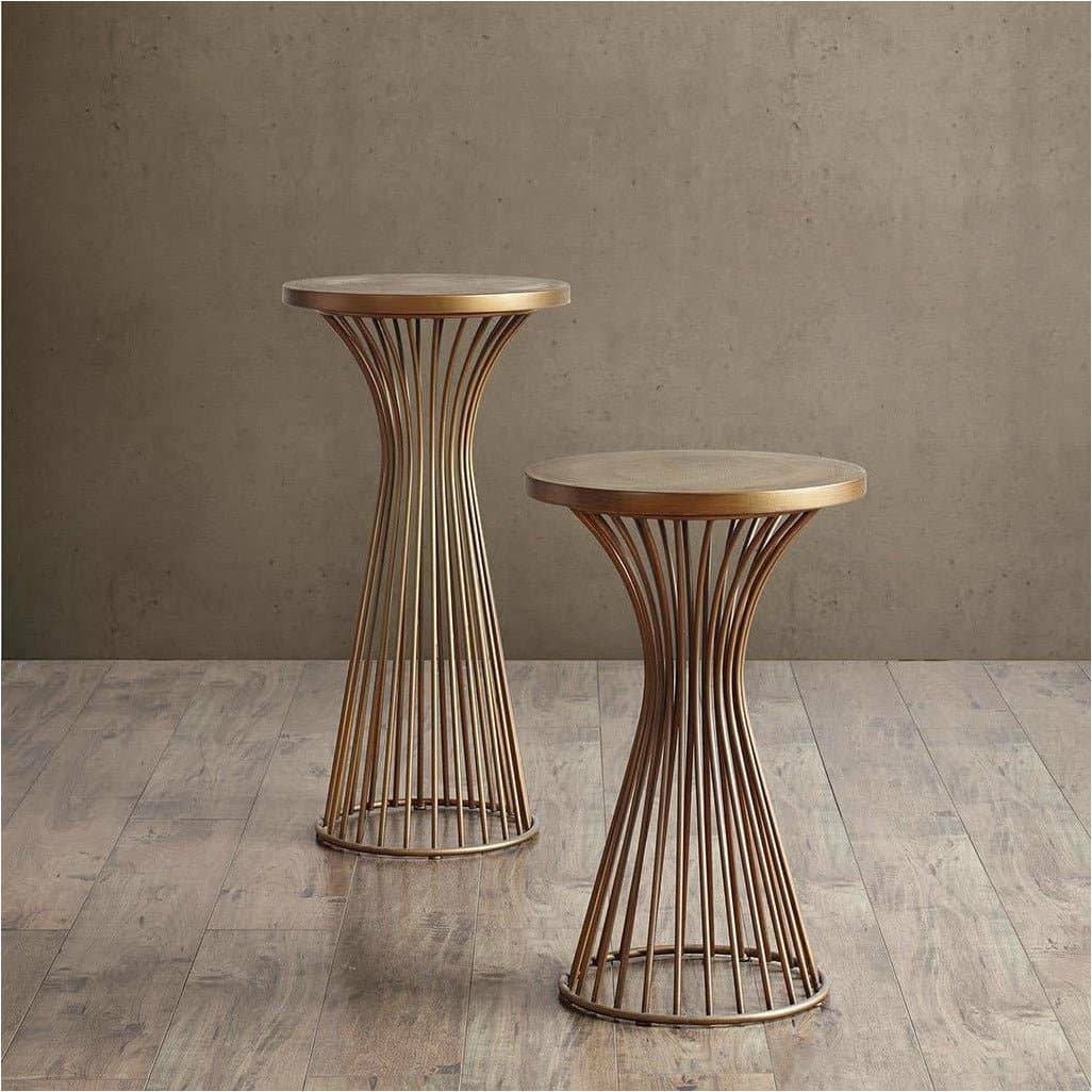 Midcentury Accent 30" Pedestal Table in Gold - HER Home Design Boutique